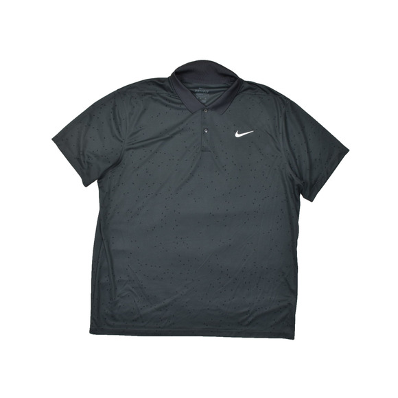 Nike Dri-FIT Men's Black Gray Polo Shirt Geometric Size XL W/ White Swoosh - Picture 1 of 8